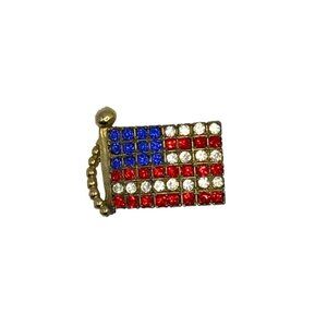 United States Flag Pin Brooch Red White Blue Rhinestone USA Patriotic